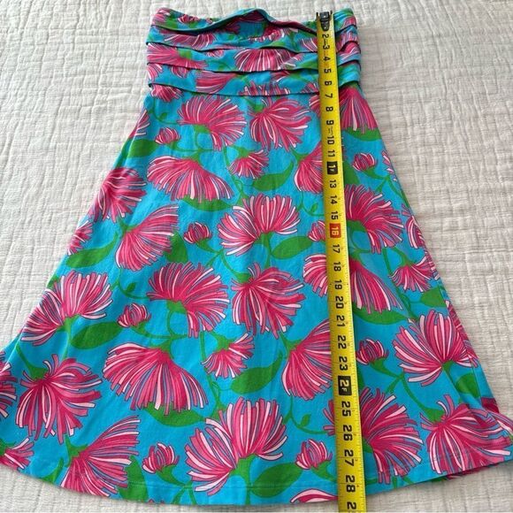 Lily Pulitzer Petula Blue Lime Pink Print Knit Jersey Strapless Mini Dress Small - Picture 5 of 7